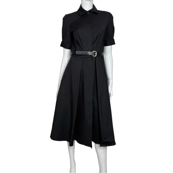 Donna Karan Short Sleeve Black A-Line Midi Dress - Picture 2 of 9